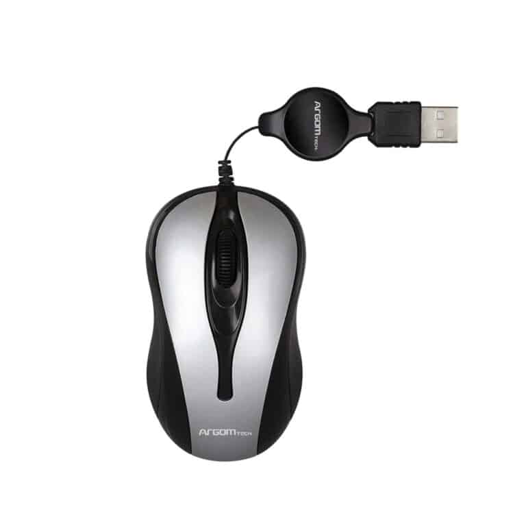 Argom Tech Optical Mouse Retractable USB (ARG-MS-0008GR), Gray