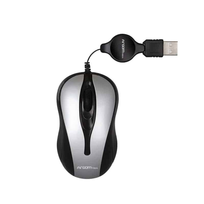 Argom Tech Optical Mouse Retractable USB (ARG-MS-0008GR), Gray