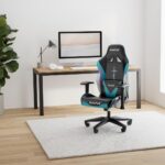 AutoFull AF076JPSA-CB Gaming Chair Black with Turquoise Lines Synthetic Leather -2