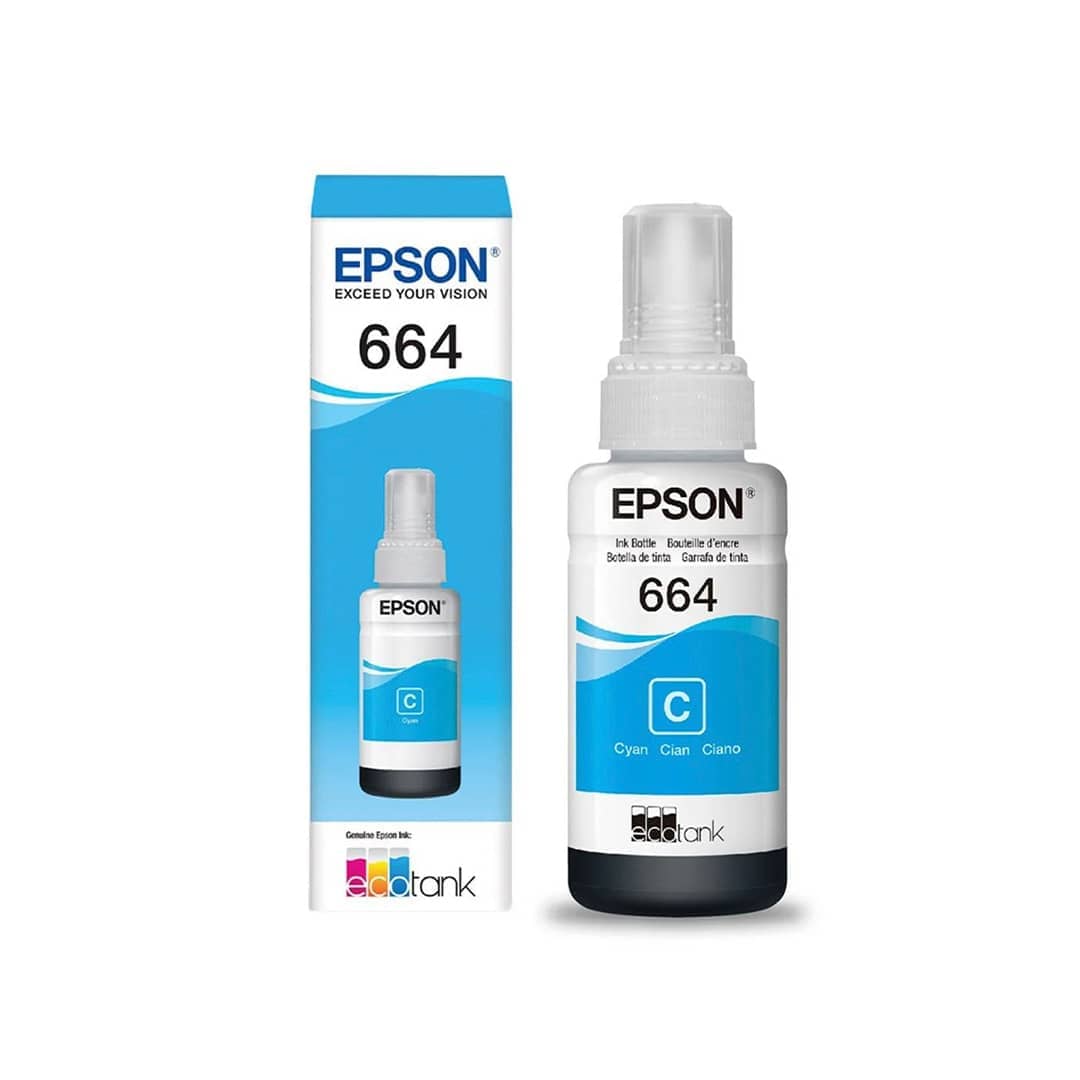 Epson ecotank 664, Cyan (for L210, L121, L200, L365, L565, L110, L220, L555, L575, L1300) -2 (1) Tinta Epson Ecotank 664