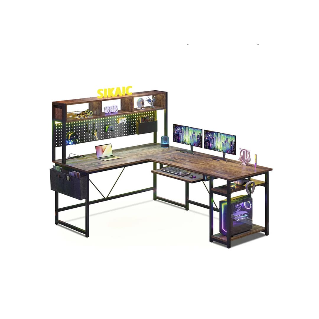 SEDETA Computer L Shaped Desk with Power Outlet DJ502952-5 Escritorio Gamer SEDETA DJ502952-5 L Shaped Desk Power Outlet